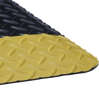 3x5' Diamond Dek Anti-Fatigue Mat Black w/ Yellow Safety Border