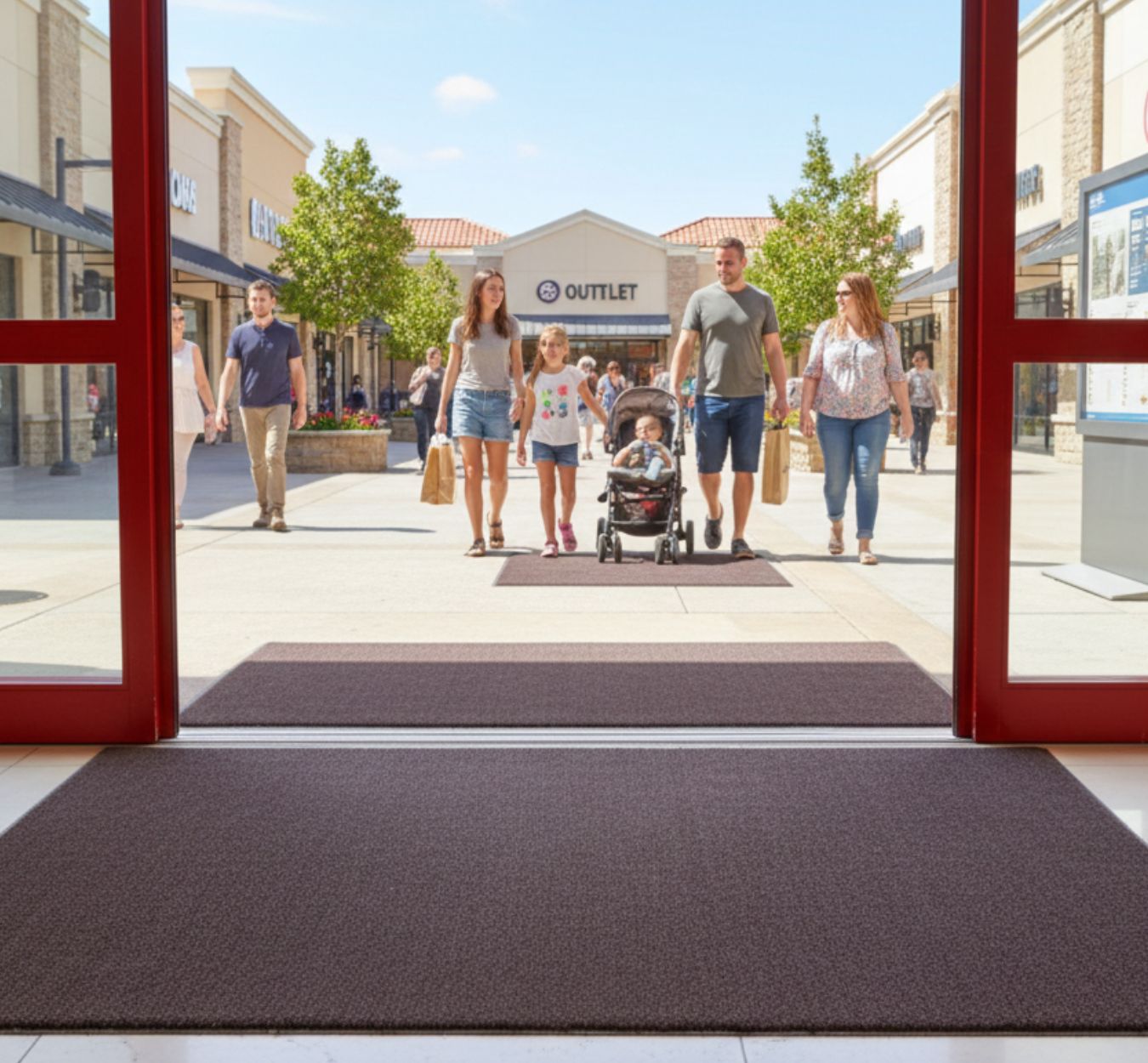 recessed coco mats – charcoal in use